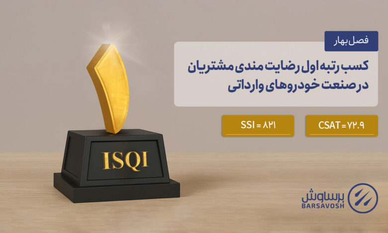 برساوش رتبه اول رضایتمندی مشتریان در صنعت خودروهای وارداتی را کسب نمود.