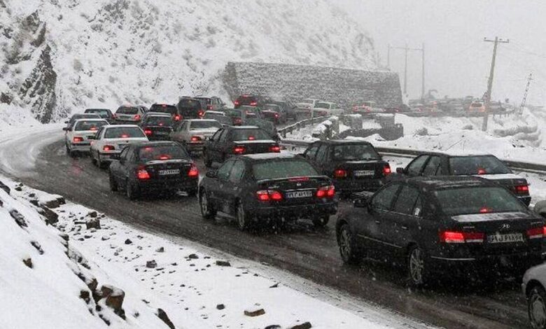 بارش برف‌وباران در ۱۵ استان/ترافیک نیمه‌سنگین درمحورهای منتهی به‌تهران