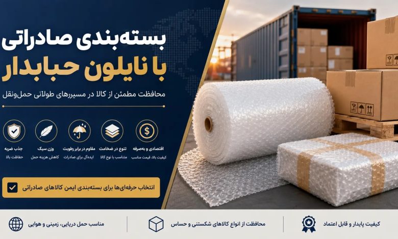 بسته‌بندی صادراتی با نایلون حبابدار