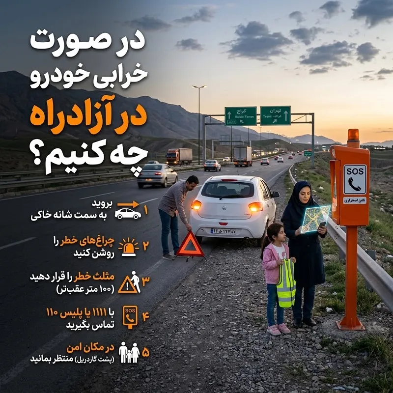 در صورت خرابی خودرو در آزادراه چه کار کنیم